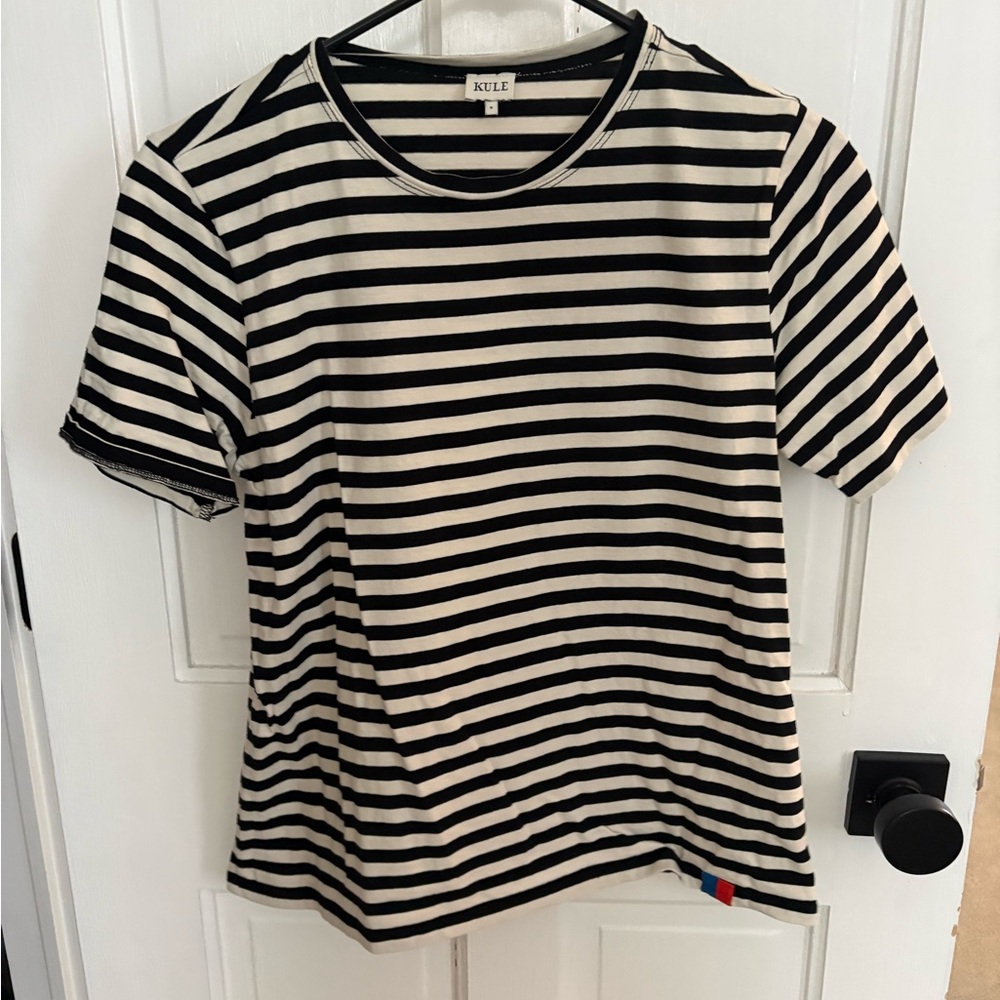 KULE Black and White Striped Short Sleeve Tee. Worn and washed once (no dryer).
